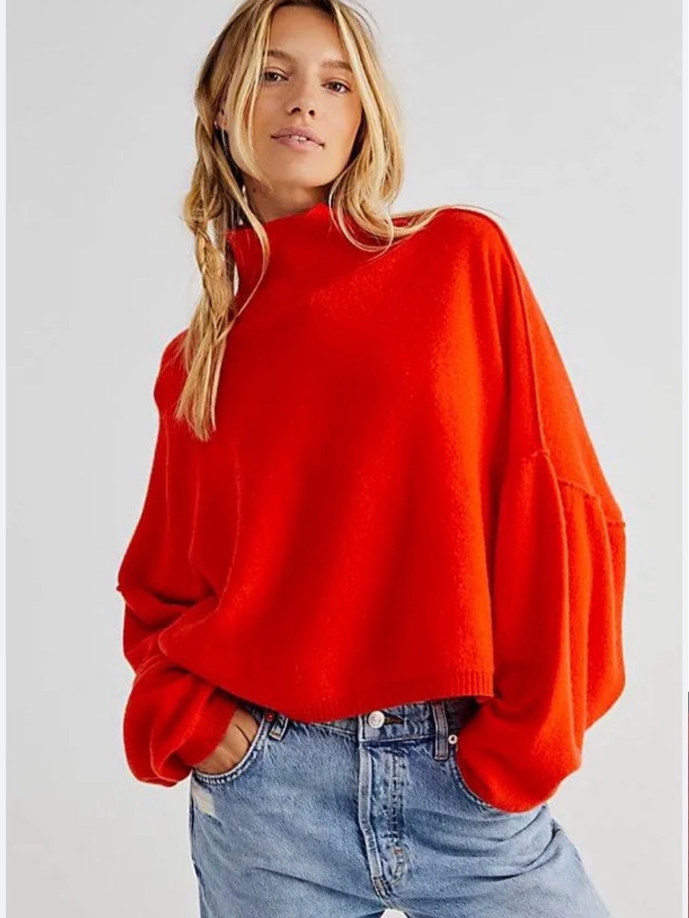 Free People Red Cashmere Sweater Size Large